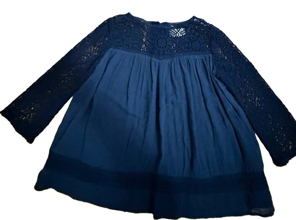 DENIM & SUPPLY Ralph Lauren Women’s Black Cotton Crochet Peasant Blouse Size XS